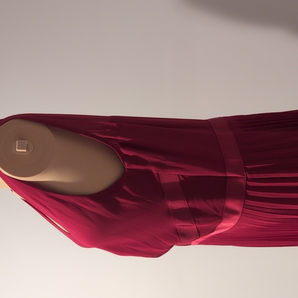 Elegant Red Pleated Dress - Picture 8 of 11